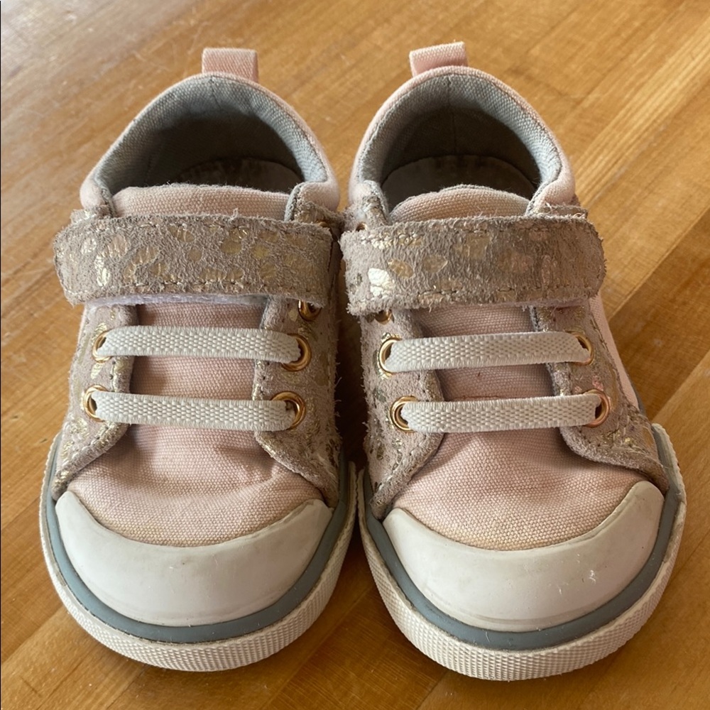 See Kai Run Pink and Gray Velcro Sneakers for Active Days